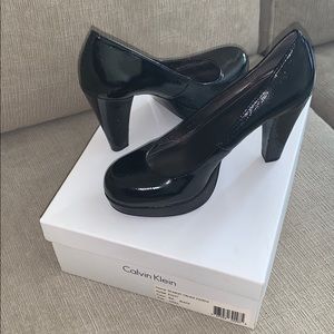 Calvin Klein Scarlet Black Patent Pump